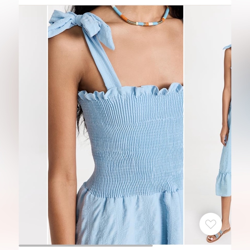 Light Blue Smocked Midi Dress